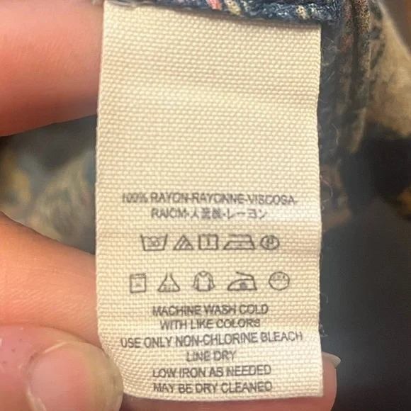 Free People Women Navy Mustard Paisley Print Bell Sleeve Tunic Top Small OB53980 - Picture 7 of 8